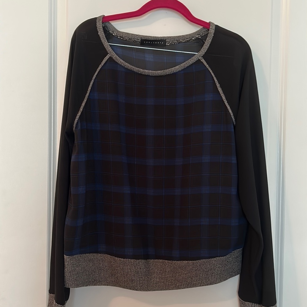 Classic twill and plaid blouse